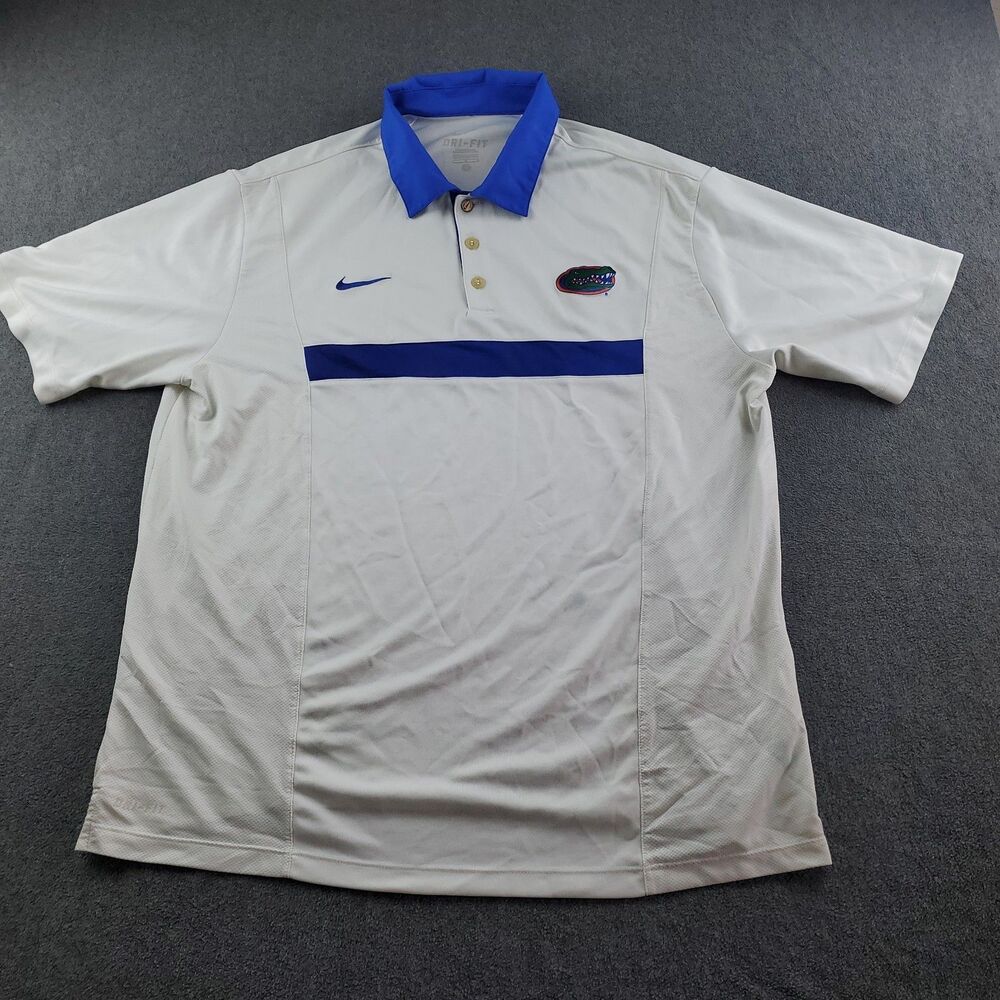 Nike Dri Fit Florida Gators Polo Shirt White  Men's